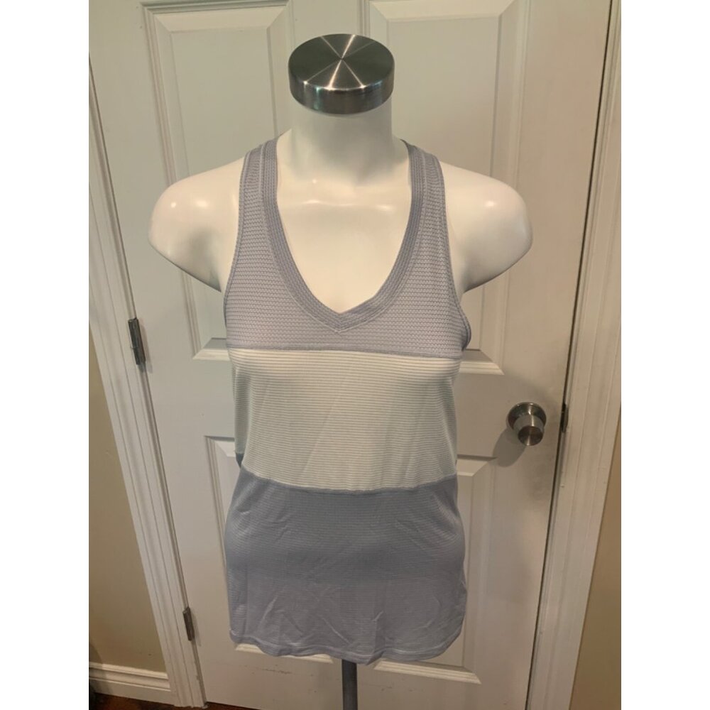 Lululemon Gray & White Color Block Athletic Tank Top, Size 4 (US)